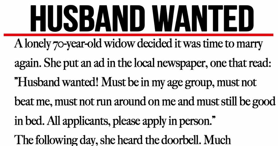 70-year-old widow posts newspaper advert looking for new husband, only for it to go viral