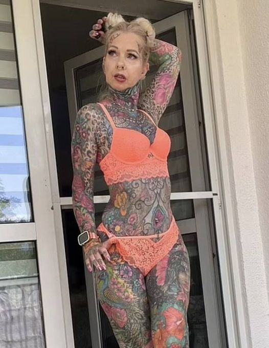Grandma With Body Fully Covered In Tattoos Reveals What She Looked Like One Decade Ago